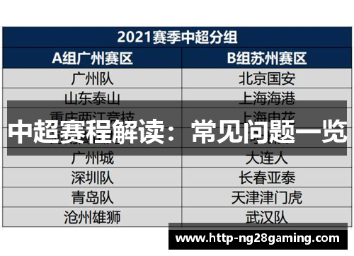 中超赛程解读:常见问题一览 中超赛程解读:常见问题一览